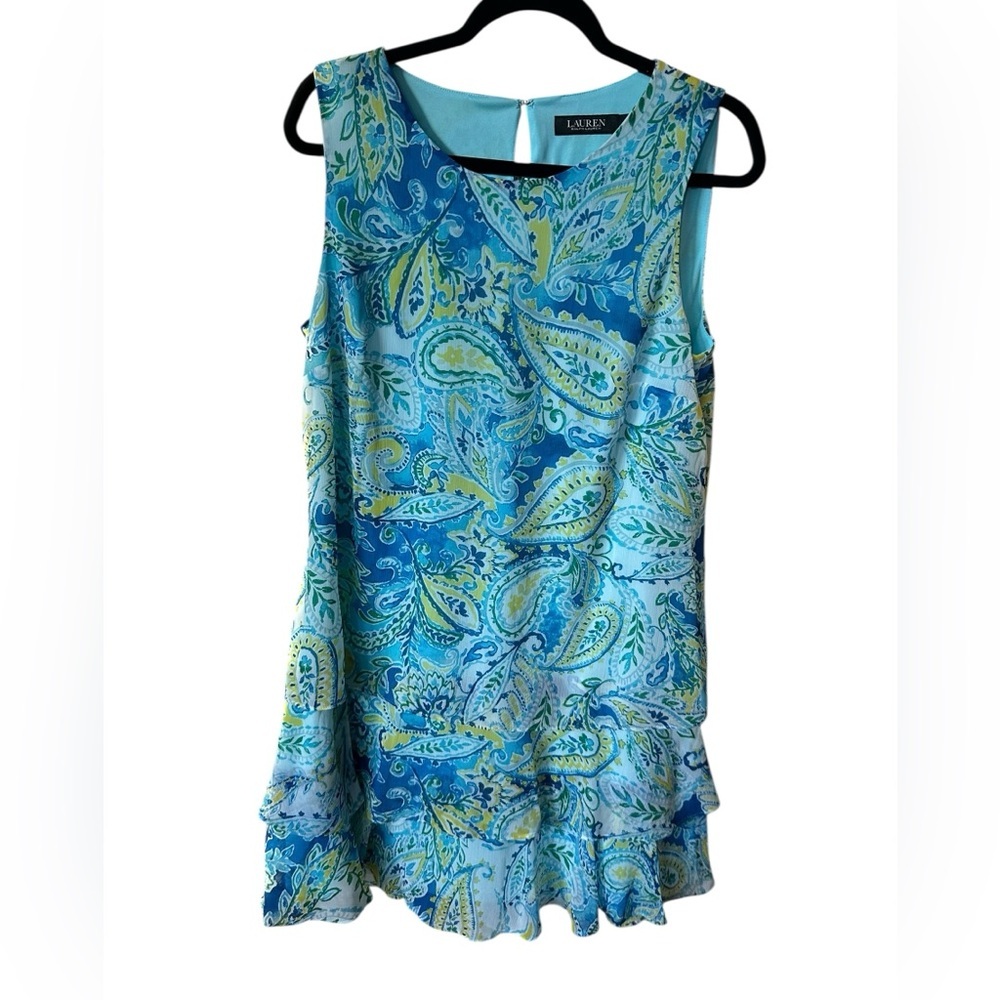 Lauren Ralph Lauren Paisley Layered Dress Size 12 (Bin 7)